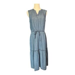 🆕 NWOT Lands’ End blue denim tiered midi dress – size S